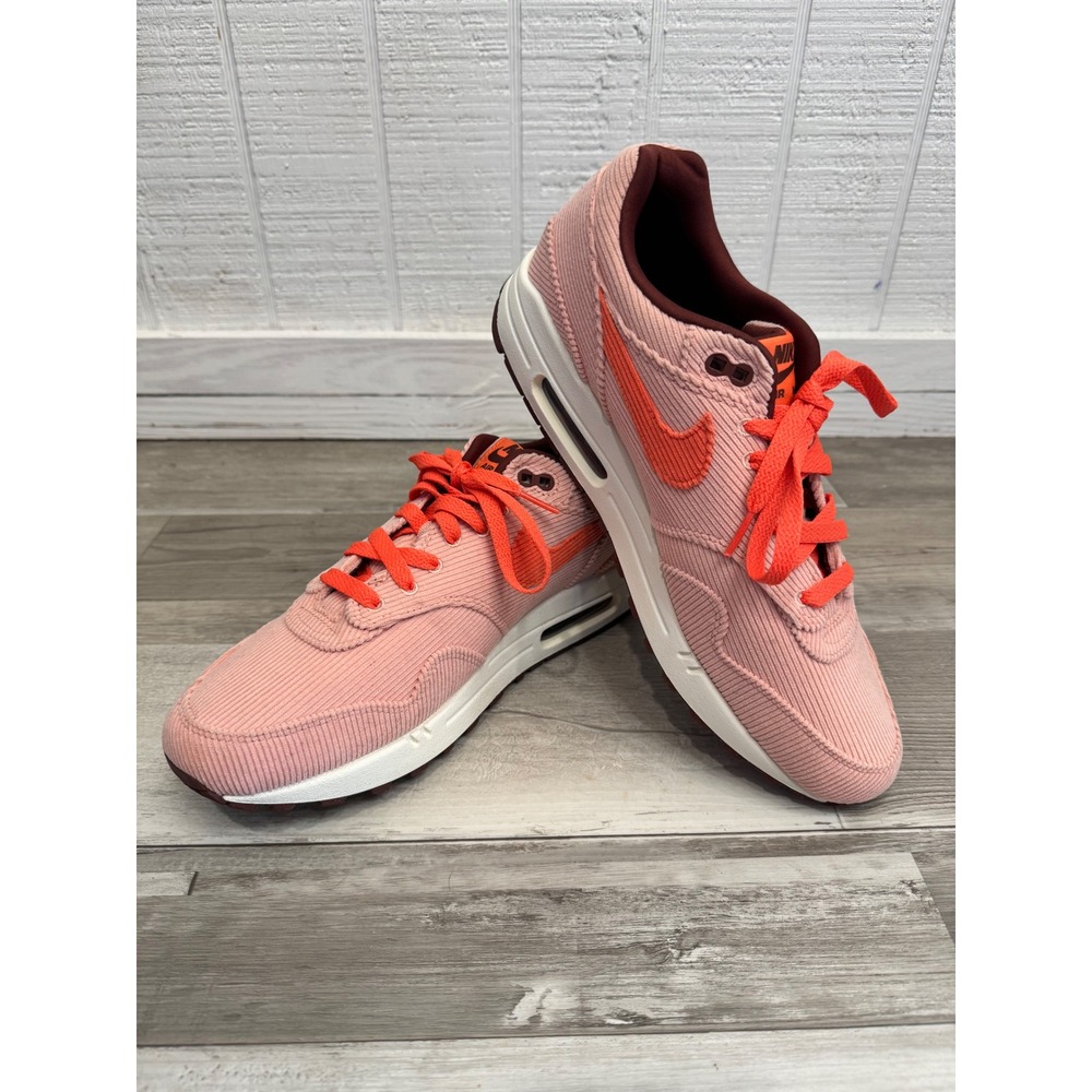Nike Air Max 1 Sneaker Men Pink Corduroy Coral Stardust FB8915-600 Size 11.5